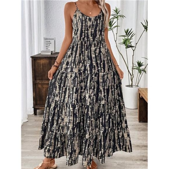 Printed Scoop Neck Maxi Cami Dress - Picture 1 of 3